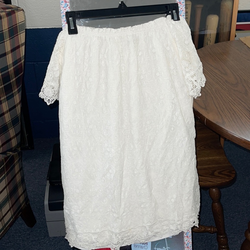 forever 21 white lace off the shoulder dress